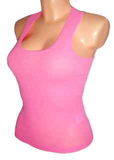 Průsvitný neonově růžový top, vel.34